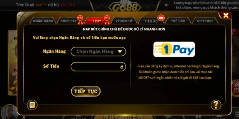 Chi tiết các bước rút tiền Go 88 nhanh chóng